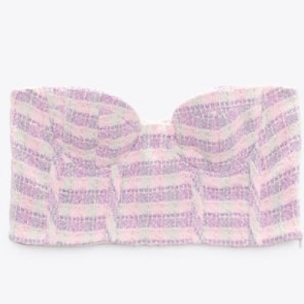 zara strapless TEXTURED CORSET TOP size medium new - Picture 4 of 6